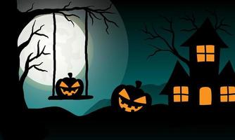 eng halloween silhouet banier halloween nacht tafereel achtergrond. vector