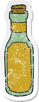 verontrust sticker van een tekenfilm toverdrank fles vector