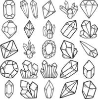 kristal hand- getrokken tekening lijn kunst schets reeks vector