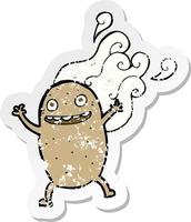 retro noodlijdende sticker van een cartoon blije aardappel vector