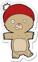 sticker van een cartoon grappige teddybeer vector