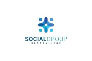 sociaal groep en eenheid blauw kleur logo vector