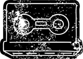 grunge icoon tekening van een retro cassettebandje vector