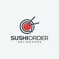 creatief sushi logo, voedsel bestellen logo ontwerp vector