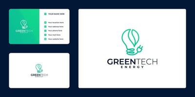 groen energie logo ontwerp vector. eco lamp icoon vector