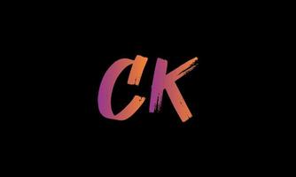 eerste brief ck logo. ck borstel voorraad brief logo ontwerp vrij vector sjabloon.