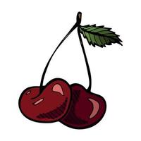 vector kersen clipart. hand getekende bessen icoon. fruit illustratie