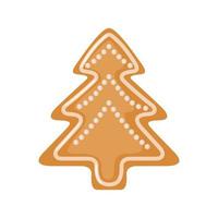 peperkoek icoon in vorm van Kerstmis boom in vlak stijl geïsoleerd Aan wit achtergrond. vector illustratie.