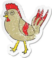 retro noodlijdende sticker van een cartoon kip vector