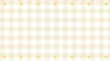 schattig pastel geel met hart decoratie gingang, schijven, plaid, schaakbord backdrop illustratie, perfect voor behang, achtergrond, achtergrond vector