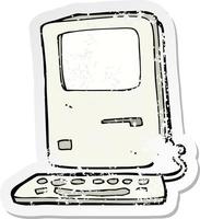 retro noodlijdende sticker van een cartoon oude computer vector