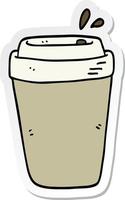 sticker van een cartoon koffiekopje vector