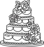 bruiloft taart geïsoleerd kleur bladzijde voor kinderen vector