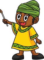 kwanzaa afro Holding kaars tekenfilm clip art vector