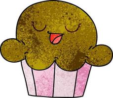 eigenzinnige handgetekende cartoon gelukkige muffin vector