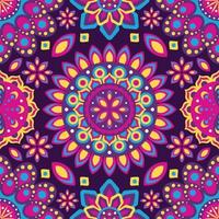 rangoli kleurrijk meetkundig bloemen naadloos patroon achtergrond vector