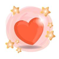 Valentijnsdag hart met sterren op witte achtergrond vector