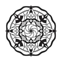 circulaire mandala zwart en wit patroon, versierd met Boheems koel mandala kunst, henna- bloemen, mehndi rite en monochroom symmetrisch. kleur boek bladzijde mandaal, anti stress therapie. vector