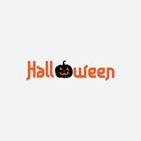 gelukkig halloween partij titel logo sjabloon met onheil pompoen vector