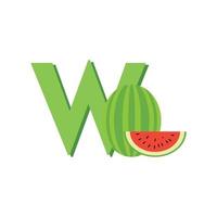 brief w alfabet fruit watermeloen, klem kunst vector, illustratie geïsoleerd Aan een wit achtergrond vector