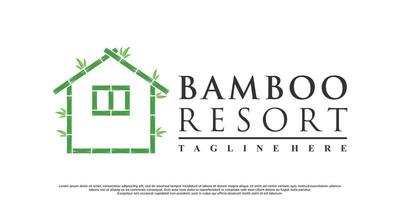 bamboe logo ontwerp met creatief concept premie vector