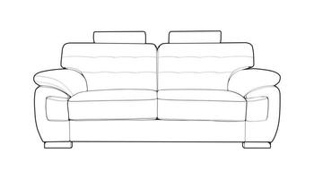 sofa of bankstel lijn kunst illustrator. schets meubilair voor leven kamer. vector illustratie.