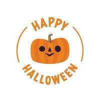 gelukkig halloween insigne met gesneden pompoen tekenfilm illustratie. schattig spookachtig ontwerp. vector