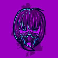 samurai hoofd cyberpunk logo vector fictie kleurrijk ontwerp illustratie.
