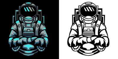 astronaut vectorillustratie in neon kleurstijl vector