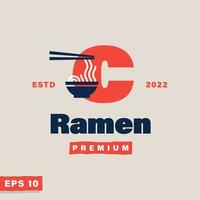 ramen alfabet c logo vector