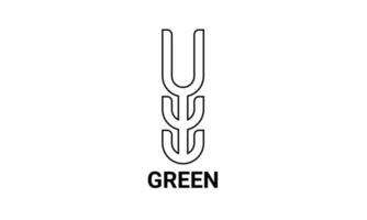 u logo met cactus vorm geven aan. vector illustratie