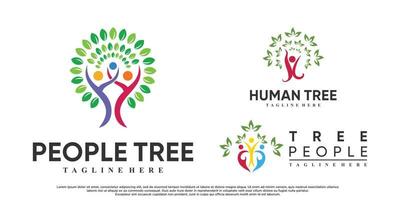 reeks van mensen boom logo ontwerp vetcor illustratie met creatief concept premie vector