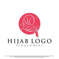 hijab logo voor Moslim vrouw met creatief element premie vector