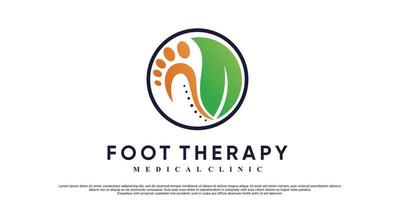 voet behandeling logo ontwerp met blad element en uniek concept premie vector