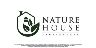 natuur huis logo ontwerp met creatief concept premie vectore vector