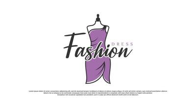 mode logo ontwerp met jurk mode premie vector