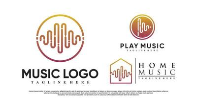 reeks van muziek- media logo ontwerp met modern concept premie vector