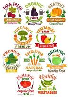 boerderij vers groenten insigne reeks voor voedsel ontwerp vector