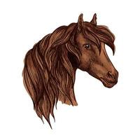 vector portret van edele bruin paard merrie