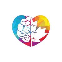 creatief hart hersenen en esdoorn- blad logo ontwerp. Canada bedrijf teken. vector