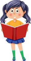 een meisje lezing een boek tekenfilm vector