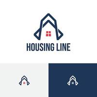 behuizing lijn eigendom echt landgoed monoline stijl logo vector