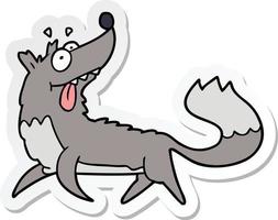 sticker van een cartoon hongerige wolf vector