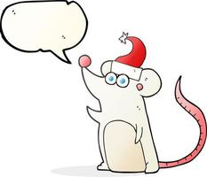 uit de vrije hand getrokken toespraak bubbel tekenfilm muis Kerstmis hoed vector