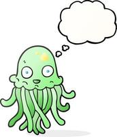 uit de vrije hand getrokken gedachte bubbel tekenfilm Octopus vector