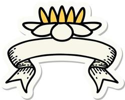tatoeëren stijl sticker met banier van een lelie stootkussen bloem vector