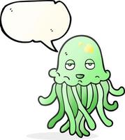 uit de vrije hand getrokken toespraak bubbel tekenfilm Octopus vector