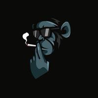 aap aap roken mascotte logo ontwerp illustratie vector
