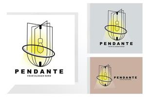 huis decoratie hangende lamp logo, huis meubilair ontwerp vector