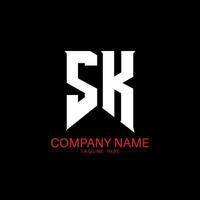 sk brief logo ontwerp. eerste brieven sk gamen logo icoon voor technologie bedrijven. tech brief sk minimaal logo ontwerp sjabloon. sk brief ontwerp vector met wit en zwart kleuren. sk